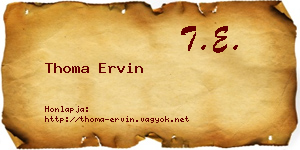 Thoma Ervin névjegykártya